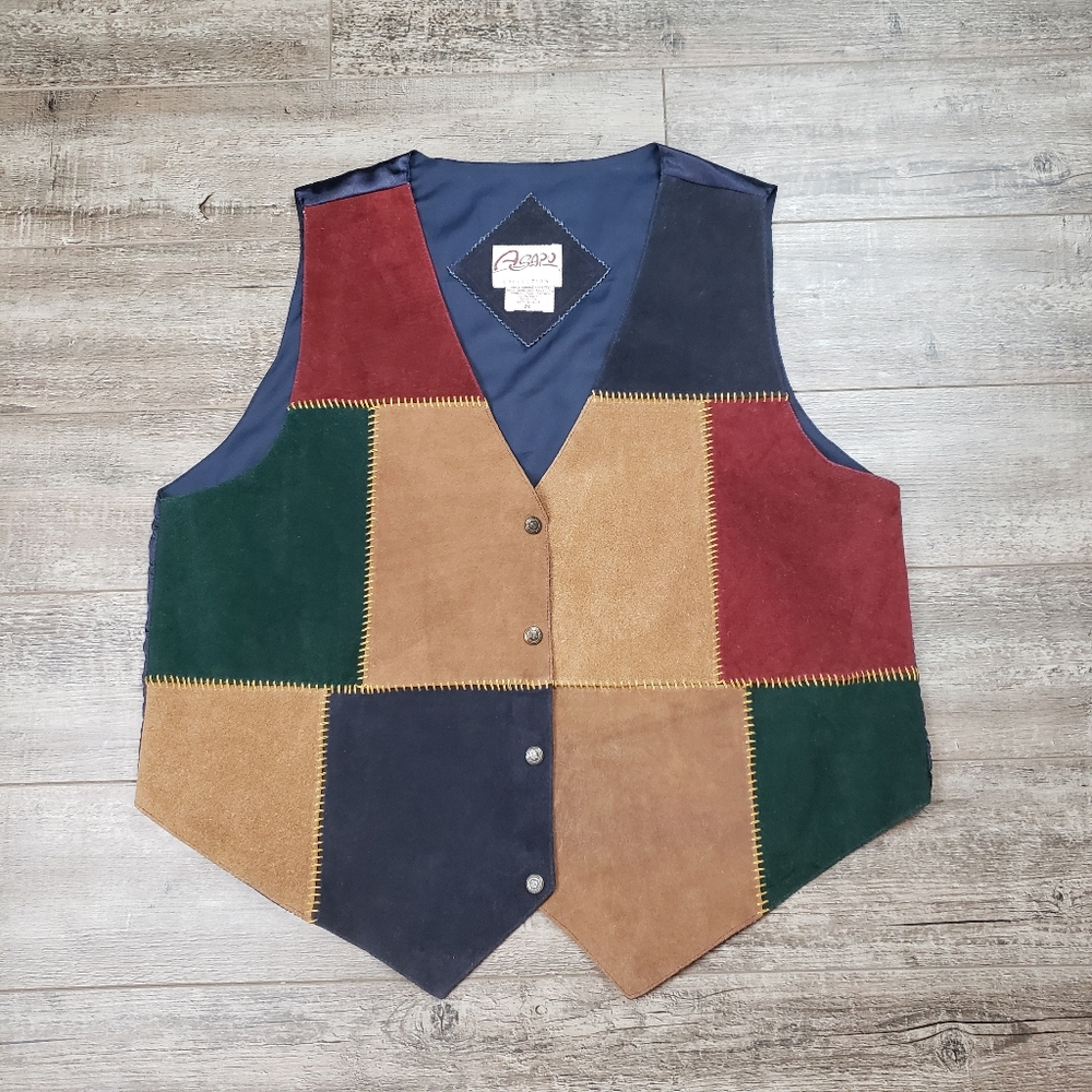 ASAPO Collection Leather Patchwork Vest Mens XXL